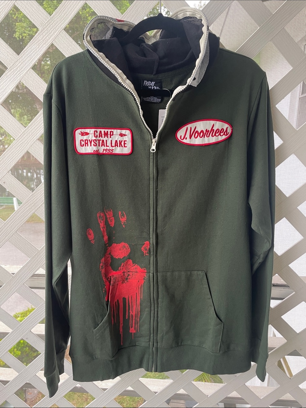 Bioworld Friday The 13th Jason Full Zip Front Green Size L Cosplay Hoodie - Picture 4 of 8